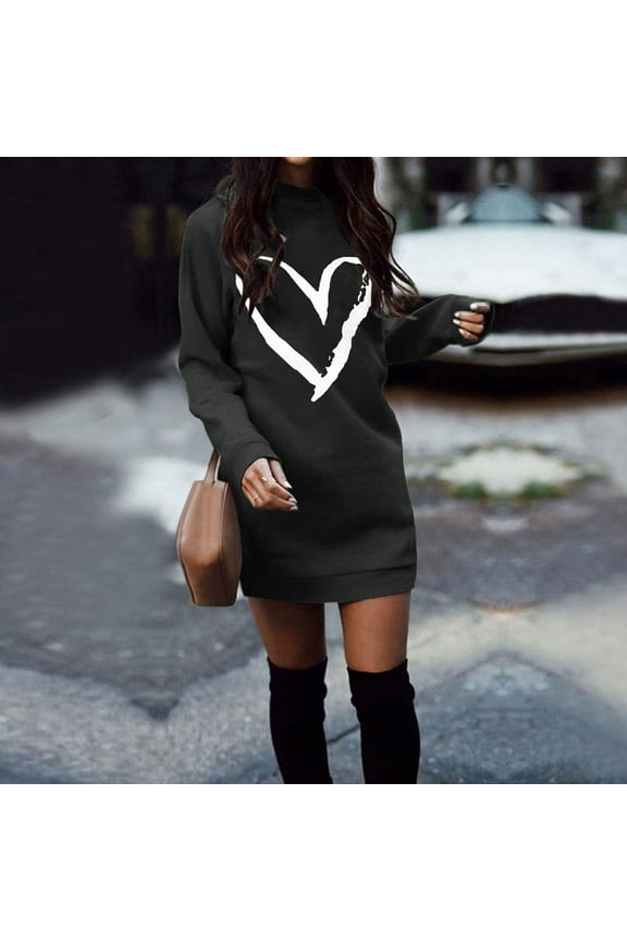 Women Plus Size Dress Christmas Autumn And Winter Round Neck Long Sleeve Solid Color Sweater Dress Dresses Summer Casual Wu Dress Women Maxi Dresses Summer Women Dresses Midi Dress Shirt plus Size