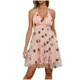 thumbnail image 1 of ibuvkizy Women Plus Size Dress,Womens Fashion Summer Dress,Women Sexy Dress Strawberry Net Yarn Print V-Neck Sleeveless Maxi Short Dress,Maxi Dress,Sun Dresses Maxi Dresses for Women 2025, 1 of 9