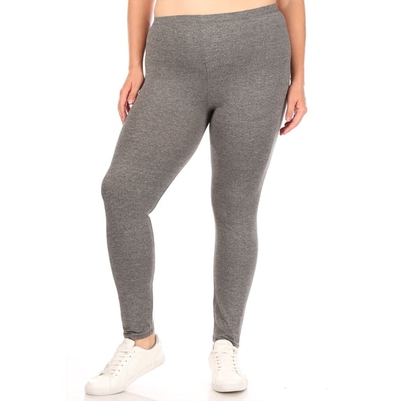 Women Plus Size Elastic High Waist Solid Stretch Fitted Leggings