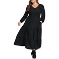 thumbnail image 1 of Women Plus Size Fall Dresses Long Sleeve V Neck Dress Maxi Casual Flowy Tiered 2026 Dress with Pockets, 1 of 5