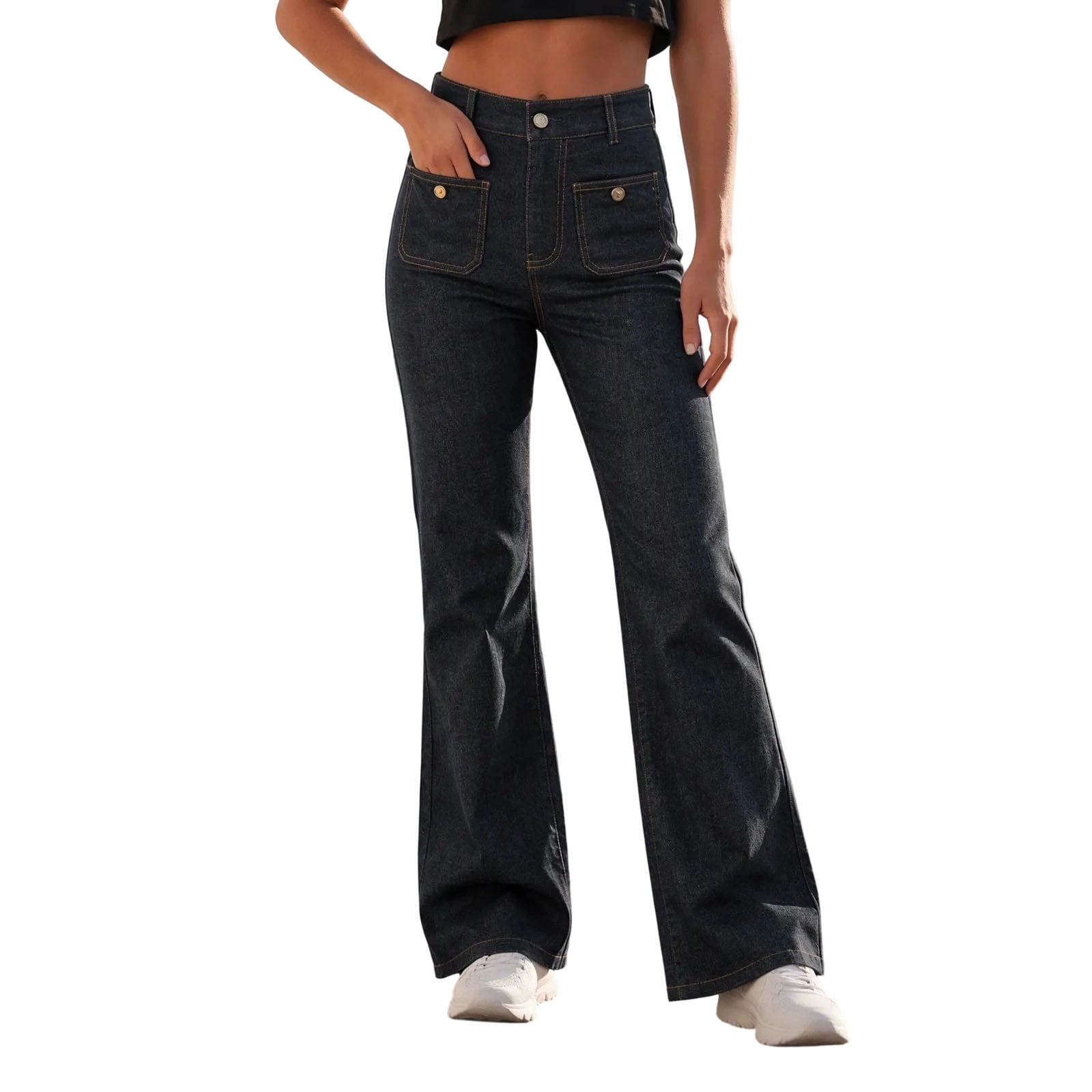 Women Plus Size Flared Jeans, High Waisted Stretchy Denim Jeans ...
