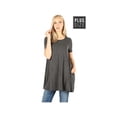 thumbnail image 1 of Women Plus Size Flared Short Sleeve Boat Neck Top with Pockets Tee Tunic, 1 of 3