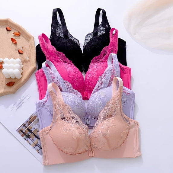 Women Plus Size Front Button Everyday Bra, Daily Bras, Wirefree Gather Bra, Soft Comfort Breathable Seamless for Large Bust Support | TruBelle,Khaki M