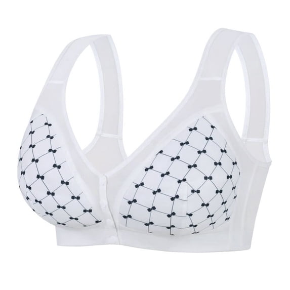 Women Plus Size Front Closure Bra U-Back Wireless Breathable Wide Strap Everyday Bra