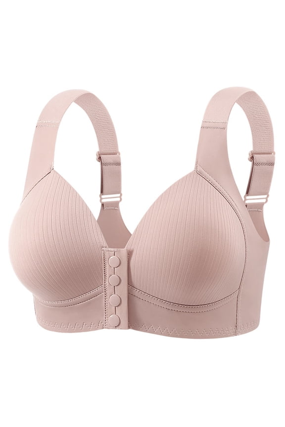 Women Plus Size Front Closure Bra Wireless Push up Side Support Bra Breathable Fixed Cup Tank Wear