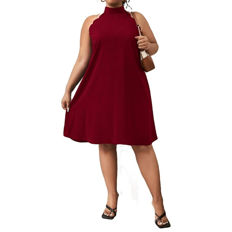 Plus size halter swing dress sales