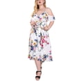 thumbnail image 1 of Women Plus Size High Waist Boho Floral Cold Shoulder Split Maxi Dress, 1 of 8