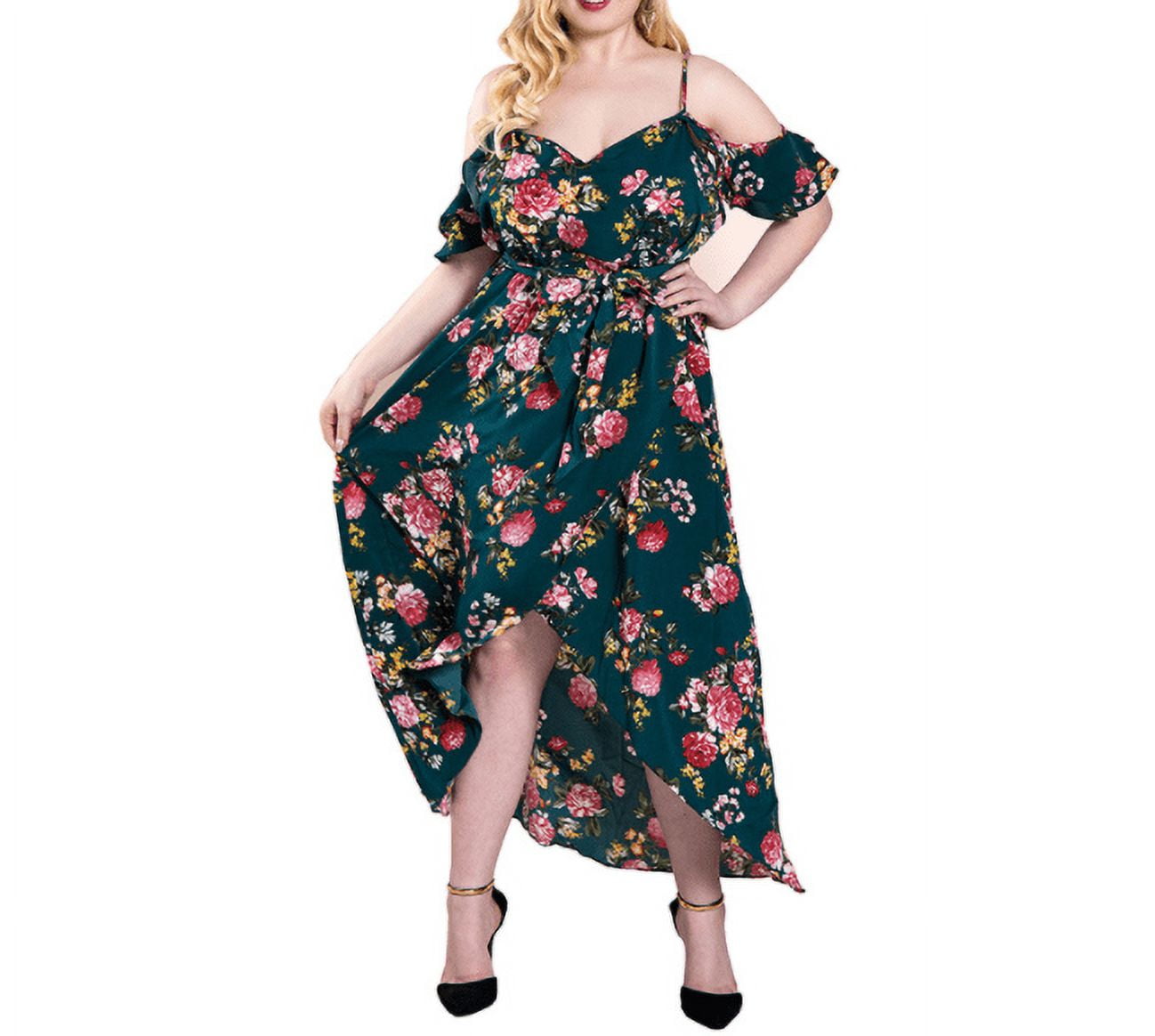 Cold shoulder split maxi dress hotsell