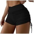 thumbnail image 1 of Women Plus Size High Waist Brazilian Bikini Bottom - Solid/Print Design, Elastic Waist, Drawstring - Polyester Swim Shorts in M-XXXL, 1 of 6