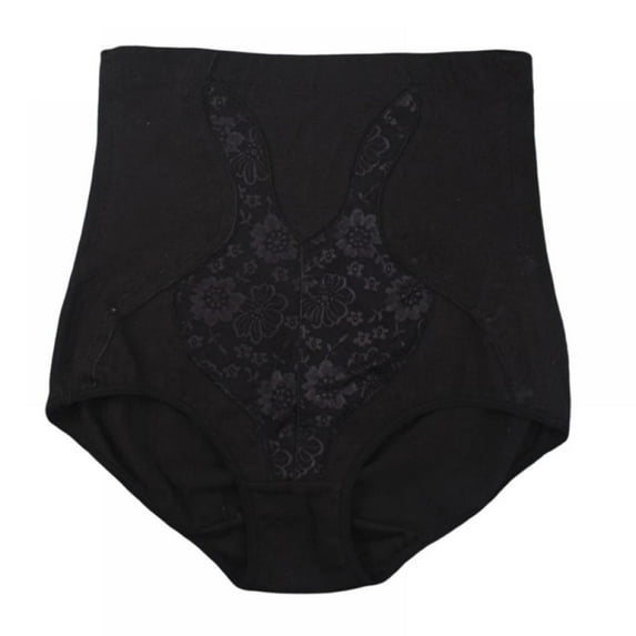 Women Plus Size High Waist Control Panties Lace Jacquard Underwear Briefs S-5XL