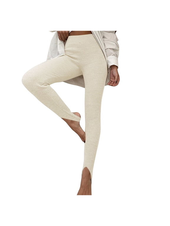 Women Plus Size High Waist Yoga Flex Capri and Full-Length Bootcut Yoga Pants Beige M