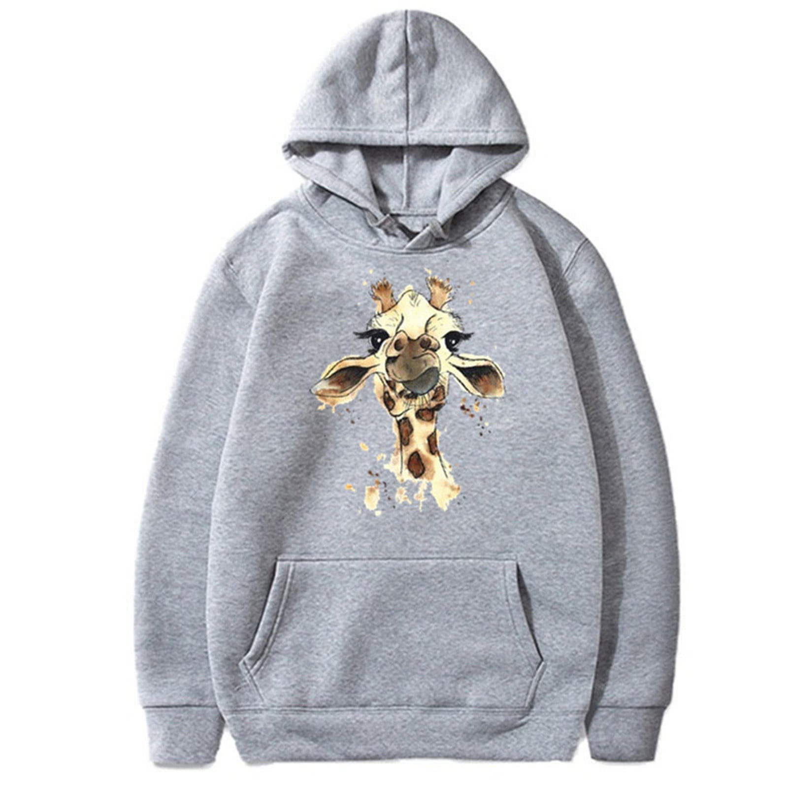 Women Plus Size Hoodies Clearance Casual Round Neck Long Sleeve Giraffe Print Loose Pullover