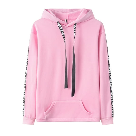 Women Plus Size Hoodies Clearance Hooded Long Sleeve Solid Plush Sweatshirt Medium Length Tops