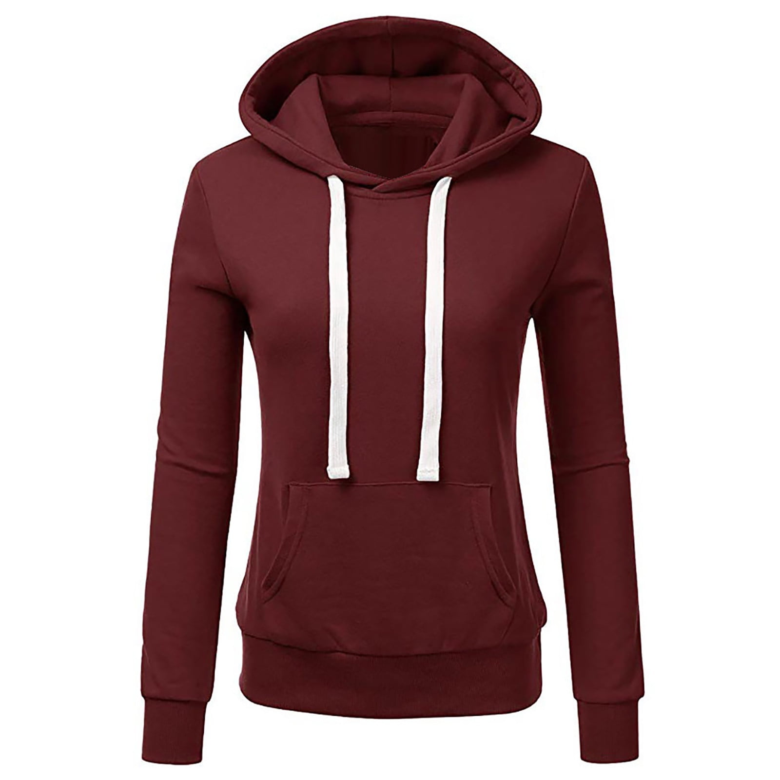 Women Plus Size Hoodies Clearance Ladies Solid Hooded Pocket Sweatshirt ...