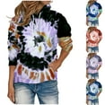 thumbnail image 1 of Women Plus Size Hoodies Tie-Dye Sweatshirts Loose Buttoned Pullover Long Sleeve Workout Sweatshirts with Pockets, 1 of 5