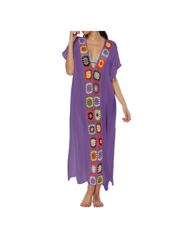 Women Plus Size Kaftan Dress Swimsuit Cover Up Caftan Maxi Beach Dresses Cover Ups