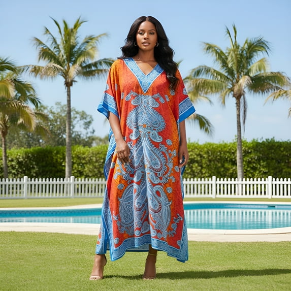 Women Plus Size Kaftans Dresses for Womens Caftans Long Maxi Dress Kimono Cover-Up Dress Summer wear Caftan Online