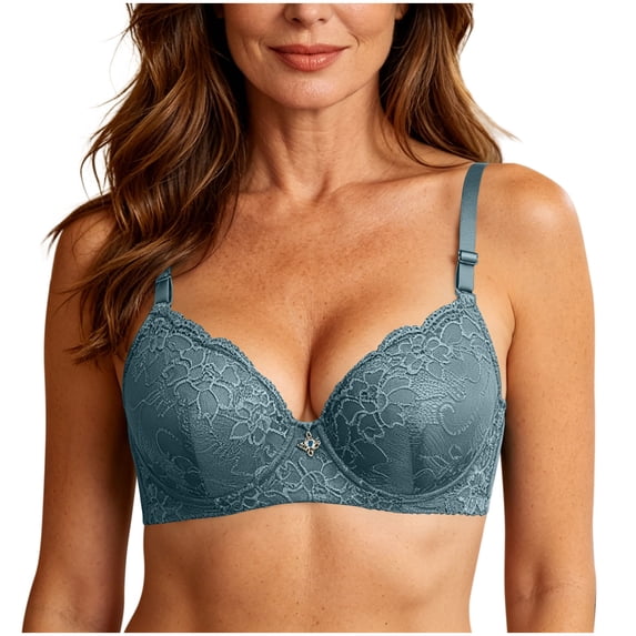 Women Plus Size Lace Bras Deep V Underwire Push up Breathable Bras Comfy Casual Fashion Tops