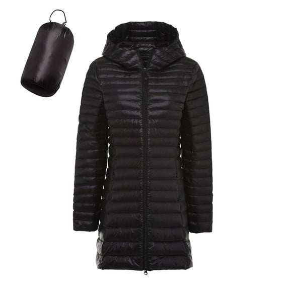 Women Plus Size Lightweight Windproof Winter Coat with Recycled Insulation Slim Long Down Jacket Warm Outerwear for Cold Weather