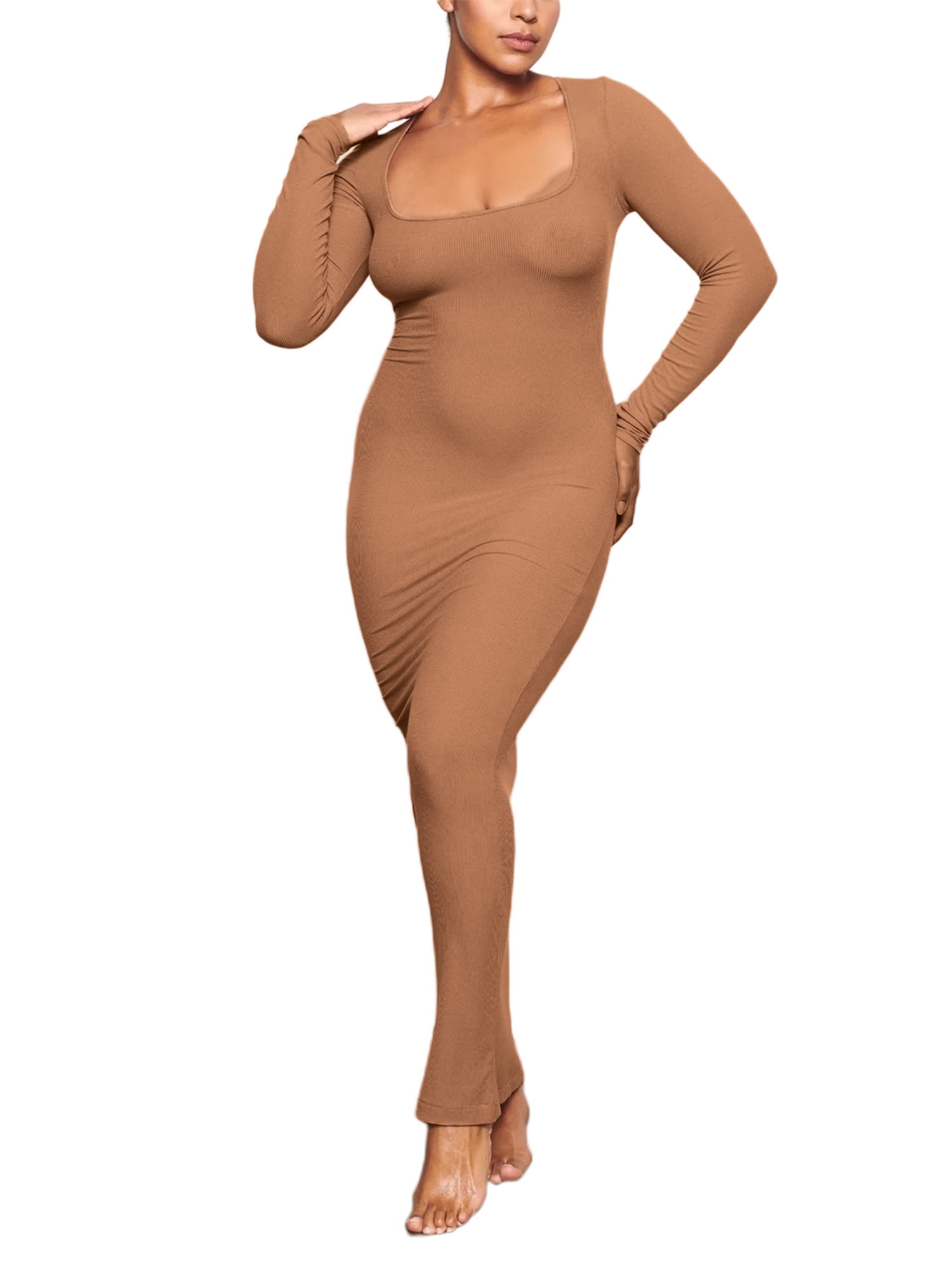 Women Spring/ Winter Plus Size Maxi Dress with Long Sleeve