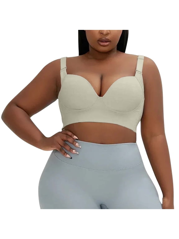 Women Plus‑Size Longline Underwire Push‑Up Bra, Full Figure Side Support Bra, High‑Side‑Panel Shaping Intimates for Large Bust Daily Wear