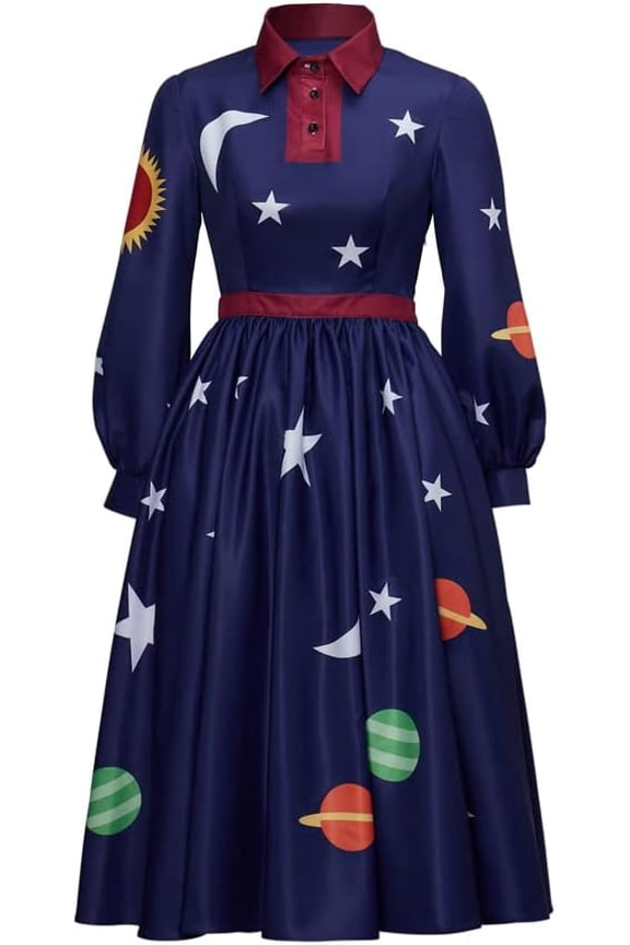 Women Plus Size Ms.Frizzle Adult Outfit Solar System Dress