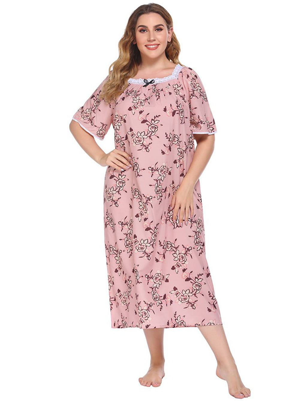 Dreams & Co. Women's Plus Size Long Floral Print Cotton Gown - 1X, Fresh  Berry | Cotton gowns, Cotton night dress, Night dress for women