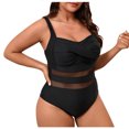 thumbnail image 1 of Women Plus Size One Piece Swimsuits Hollow Out Bathing Suit Square Neck Swimwear, 1 of 9