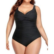 Women Plus Size One Piece Swimsuits Tummy Control Bathing Suits Twist Front Swimwears