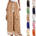 thumbnail image 1 of Women Plus Size Pants Wide Leg Palazzo 2026 Summer Boho Trousers Spring Flowy Beach Vacation Wear, #02 Khaki, S, 1 of 6