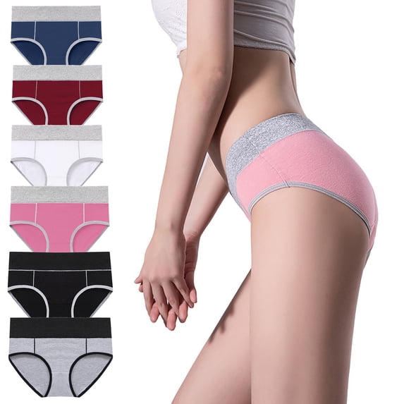 Women Plus Size Period Underpants Cotton Breathable Menstrual Period Panties Comfy Butt Lifting Postpartum Panty 6PC