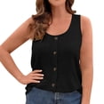 thumbnail image 1 of Women Plus Size Ribbed Cami Tops Sleeveless Button Front Tunic Tops Loose Lightweight Summer Undershirts, XL-5XL, 1 of 8