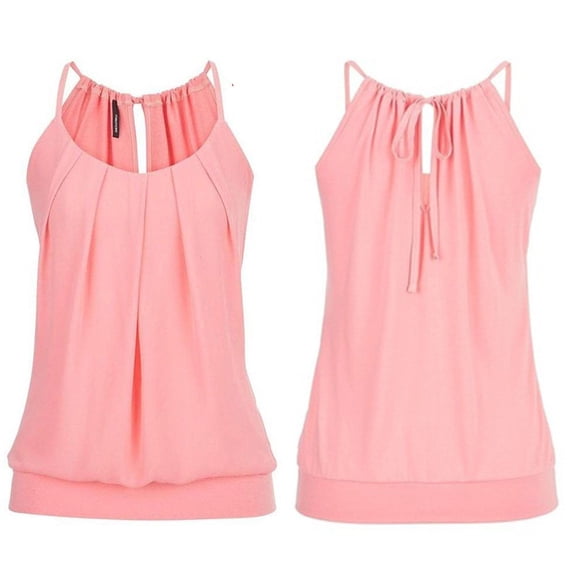 Plus Size Women Pleated Camisole Sleeveless Spaghetti Strap Tank Top Loose Fit Fashion Summer Tunic Tops, S-5XL