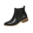 thumbnail image 1 of Women Plus Size Round Toe Low Block Heel Ankle Boots Side Zipper Short Booties Daily Casual Shoes Black 9.5(43), 1 of 9