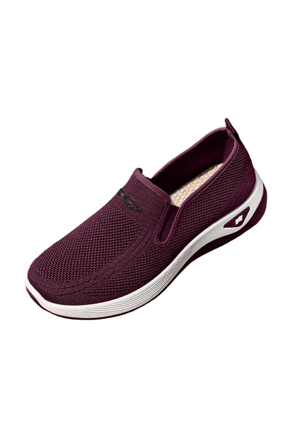 Women Plus Size Round Toe Mesh Breathable Soft Sole Casual Shoes Spring Summer Trendy Comfortable Mesh Material Size Us 7 Foot Length 9.65In Purple