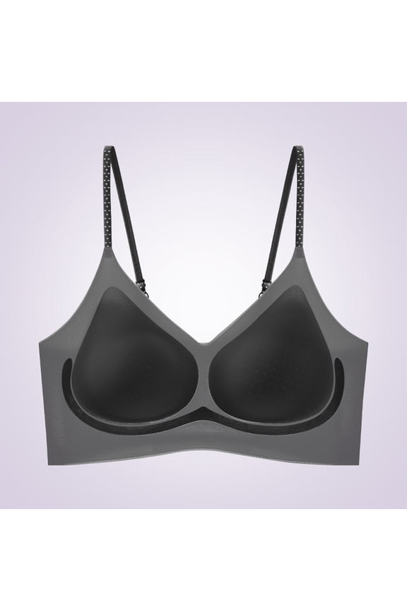 Women Plus Size Seamless Bras Thin Ice Silk Underwear Full Coverage Comfort Lightly Sports Wireless Bralettes Black XXL