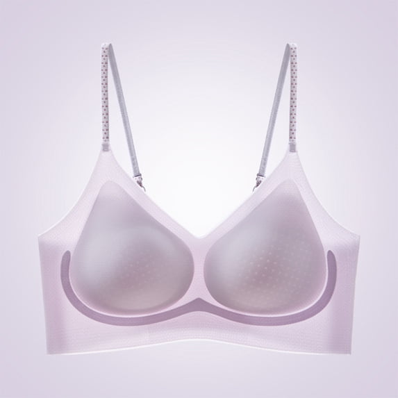 Women Plus Size Seamless Bras Thin Ice Silk Underwear Full Coverage Comfort Lightly Sports Wireless Bralettes Purple XL