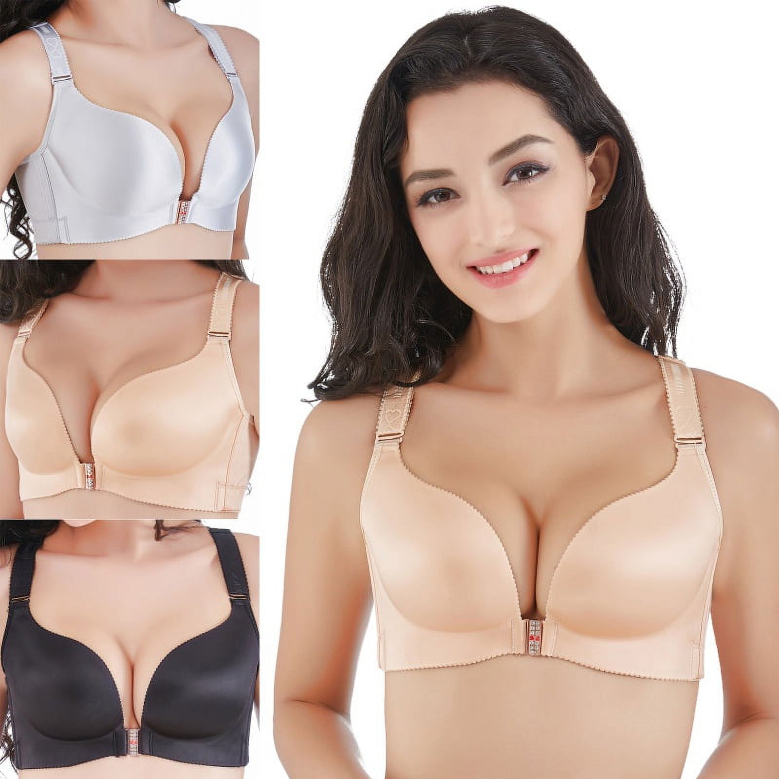 Women Plus Size Sexy Push Up Bra Front Closure Butterfly