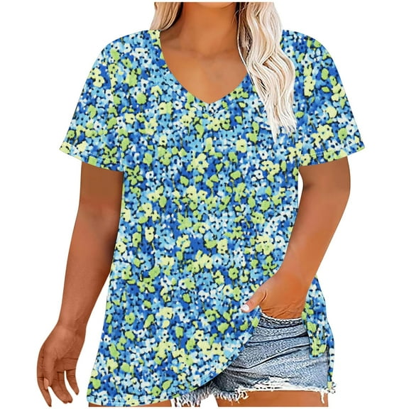 Women Plus Size Shirts Casual Striped Tshirt Shorts Sleeve Pullover Top Fashion Outfit Summer 2025