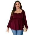 thumbnail image 1 of Women Plus Size Shirts Notched Neck Long Sleeve Blouse Casual Tops, 1 of 5