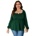 thumbnail image 1 of Women Plus Size Shirts Notched Neck Long Sleeve Blouse Casual Tops, 1 of 5