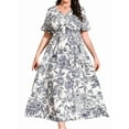 thumbnail image 1 of Women Plus Size Short Sleeve Dress Loose Summer Casual A-Line Flowy Midi Dresses White Drawing XXXL, 1 of 7
