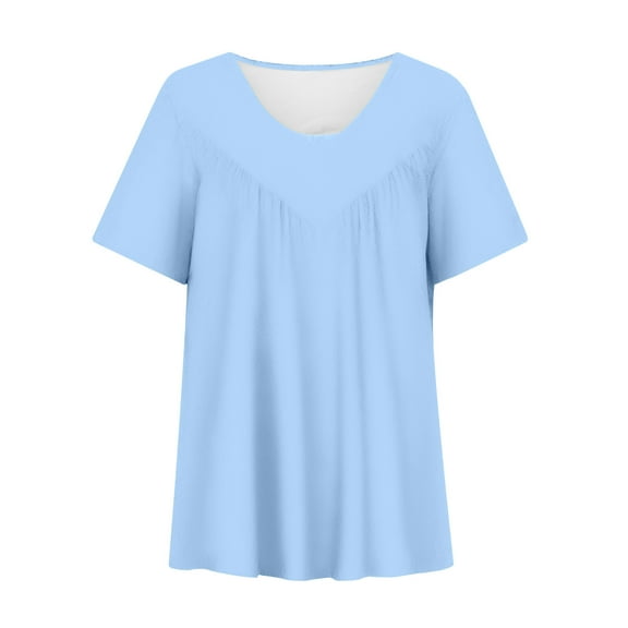 Women Plus Size Short Sleeve V-Neck Blouse, Solid Color Pullover, Loose Fit, Comfortable and Casual, Perfect for Everyday Wear, Available in Multiple Sizes, Breathable and Stylish Top