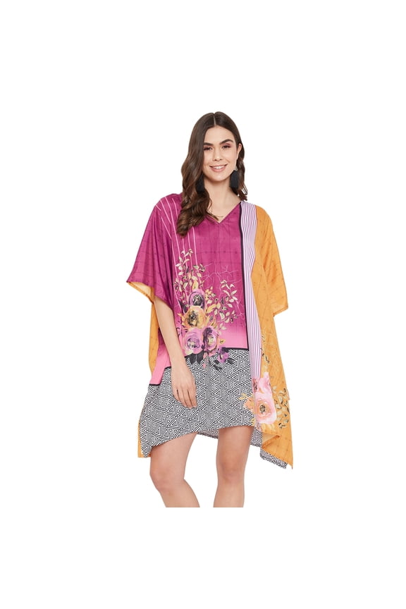 Women Plus Size Short Tunic Dress for Women Casual Polyester Short Caftan Dress Ladies Kimono Beach Cover-Ups Kaftan Online By Oussum