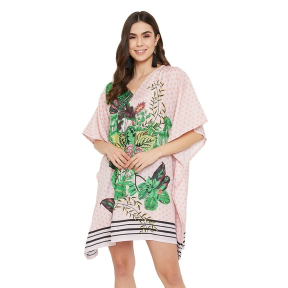 Women Plus Size Short Tunic Dress for Women Casual Polyester Short Caftan Dress Ladies Kimono Beach Cover-Ups Kaftan Online By Oussum