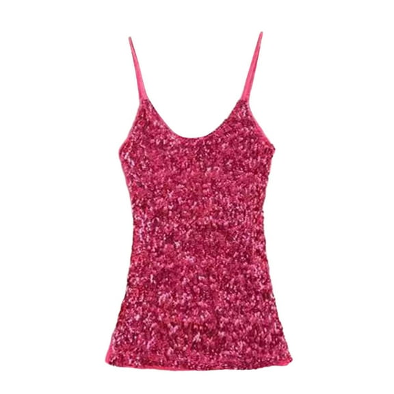 Women Plus Size Slim Fit Sequin Vest Camisole Stylish Layering Top for Casual Evening Outfits Casual Summer Tops Short Sleeve T Shirt