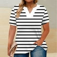 thumbnail image 1 of Women Plus Size Striped T Shirts Casual V Neck Short Sleeve Summer Loose Daily Tunic Tops,Sizes L-5XL, 1 of 5
