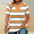thumbnail image 1 of Women Plus Size Striped T Shirts Casual V Neck Short Sleeve Summer Loose Daily Tunic Tops,Sizes L-5XL, 1 of 5