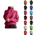 thumbnail image 1 of Women Plus Size Sweaters Casual High Neck Solid Color Pullover Soft Warm Knit Top for Daily Wear Versatile Fall Winter Comfort Outfit, 1 of 5