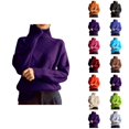 thumbnail image 1 of Women Plus Size Sweaters Casual High Neck Solid Color Pullover Soft Warm Knit Top for Daily Wear Versatile Fall Winter Comfort Outfit, 1 of 5